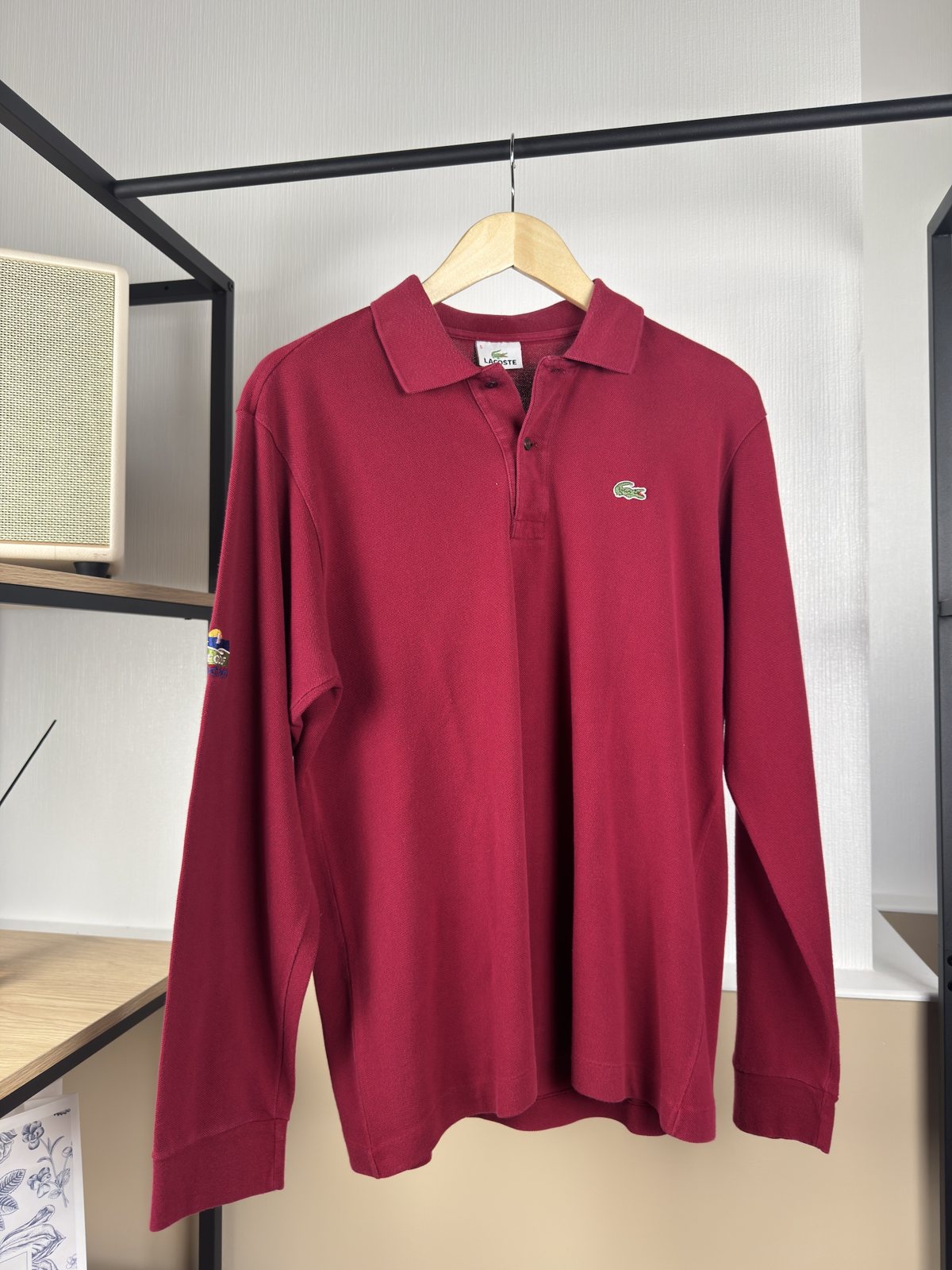 Polo manches longues Lacoste bordeaux brodé golf