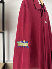 Polo manches longues Lacoste bordeaux brodé golf