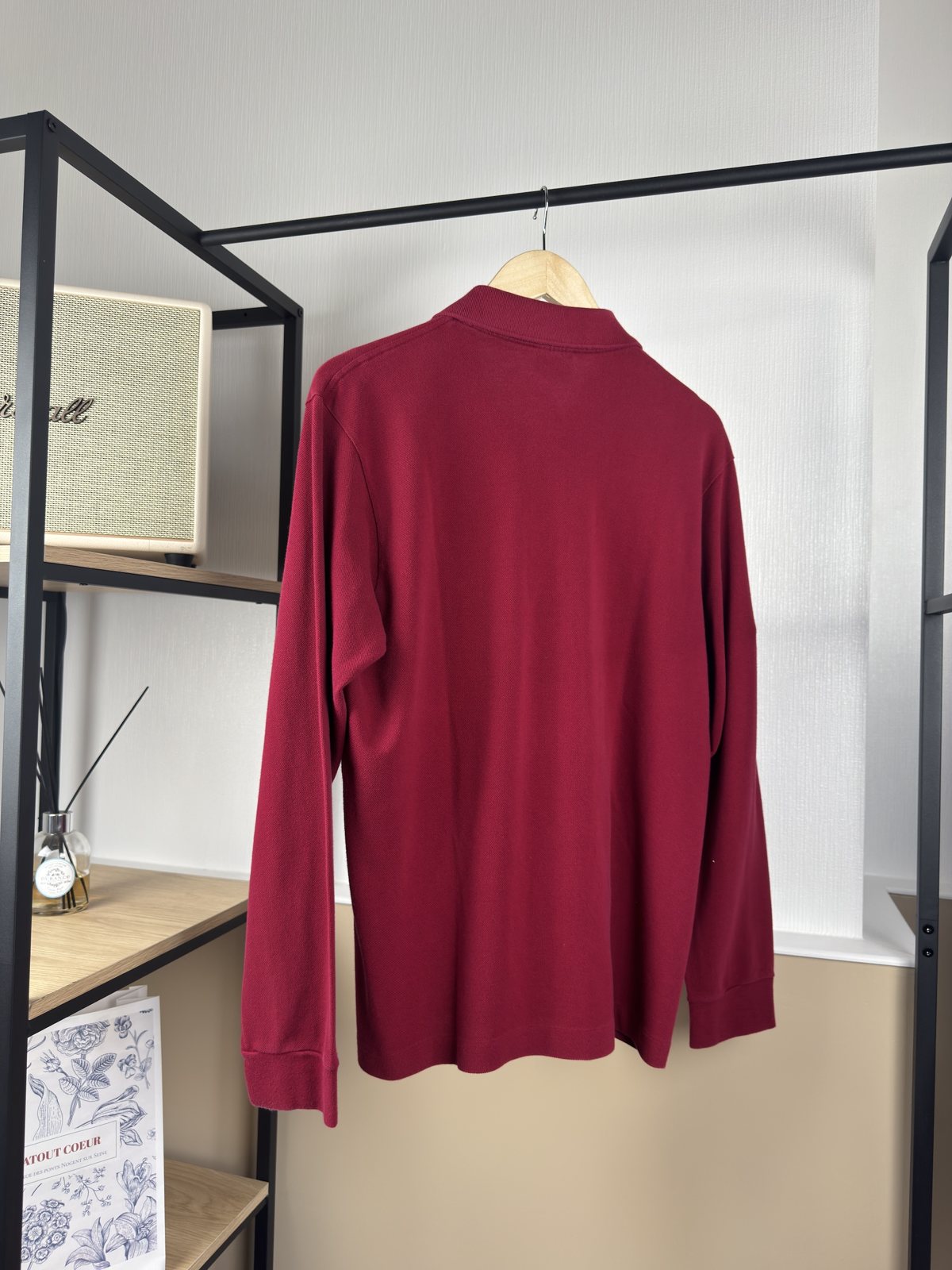 Polo manches longues Lacoste bordeaux brodé golf