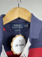 Polo Ralph Lauren rayé marine et rouge écusson