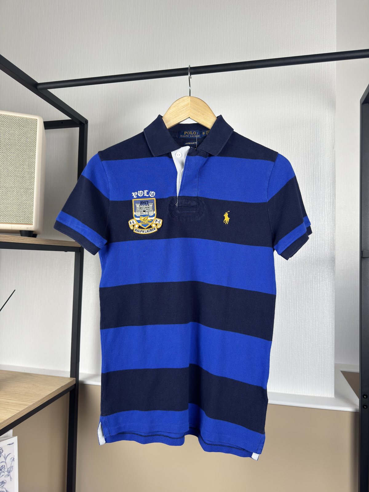 Polo Ralph Lauren rayé bleu écusson