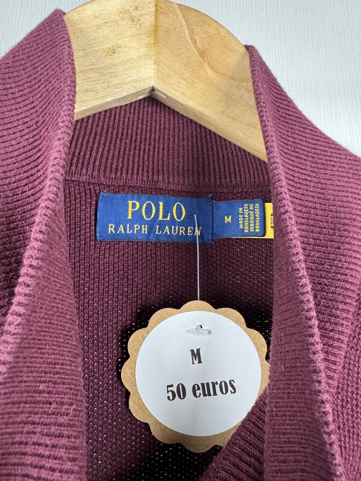 Pull col montant boutonné Ralph Lauren bordeaux