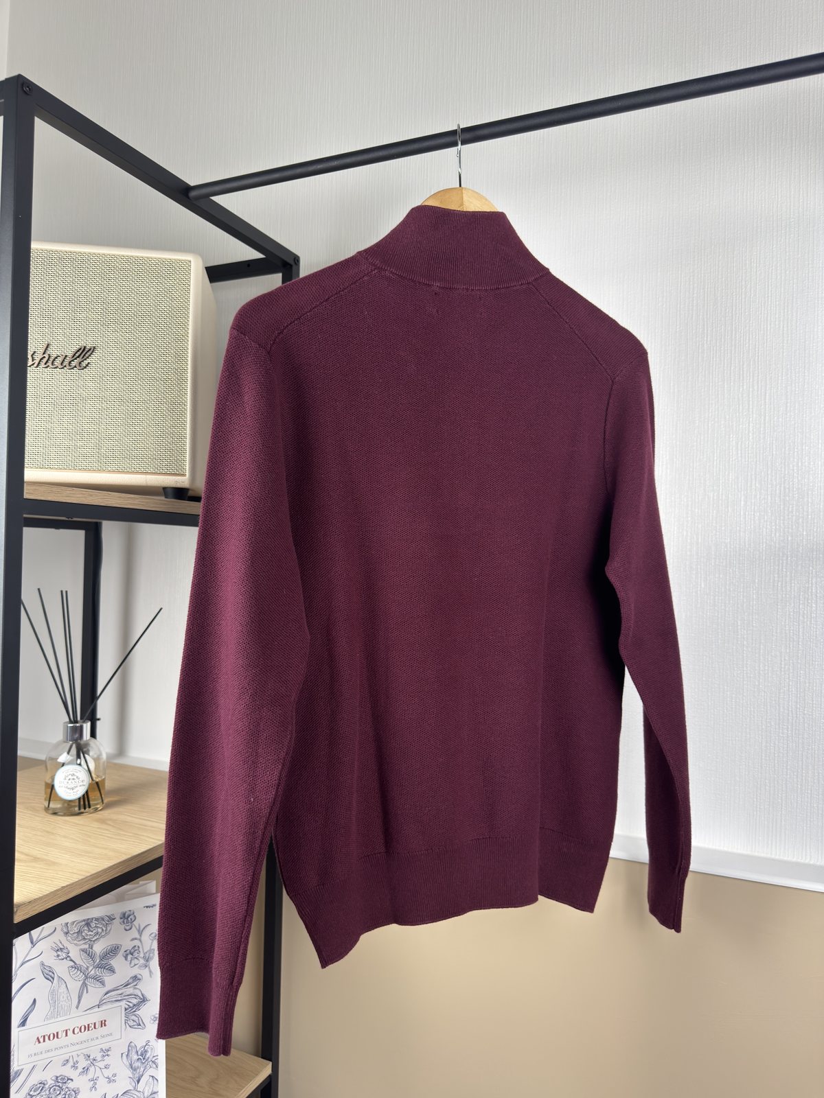 Pull col montant boutonné Ralph Lauren bordeaux