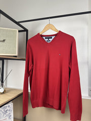 Pull col V Tommy Hilfiger rouge
