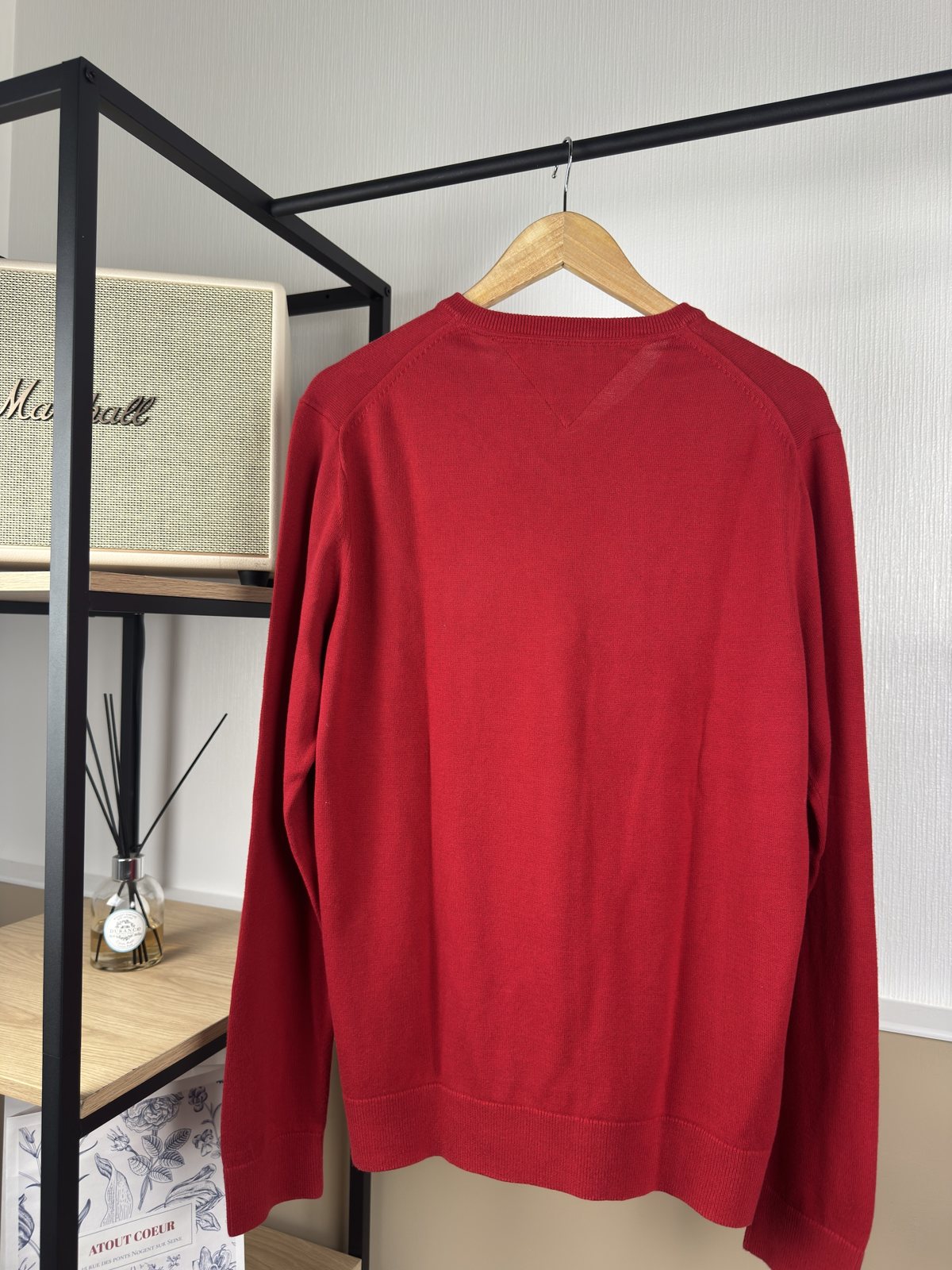 Pull col V Tommy Hilfiger rouge