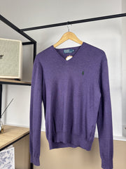 Pull col V Ralph Lauren violet chiné