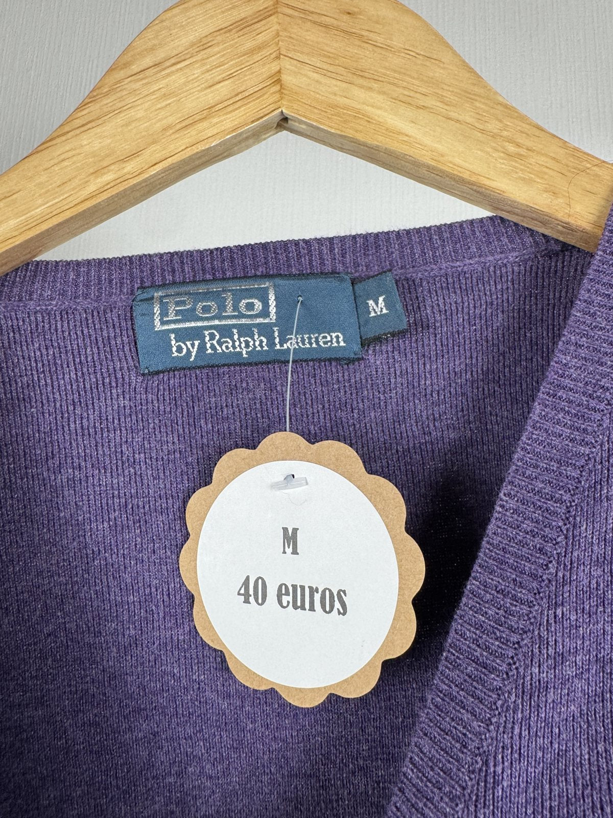 Pull col V Ralph Lauren violet chiné