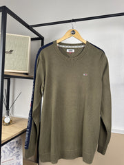 Pull Tommy Jeans kaki bandes logo