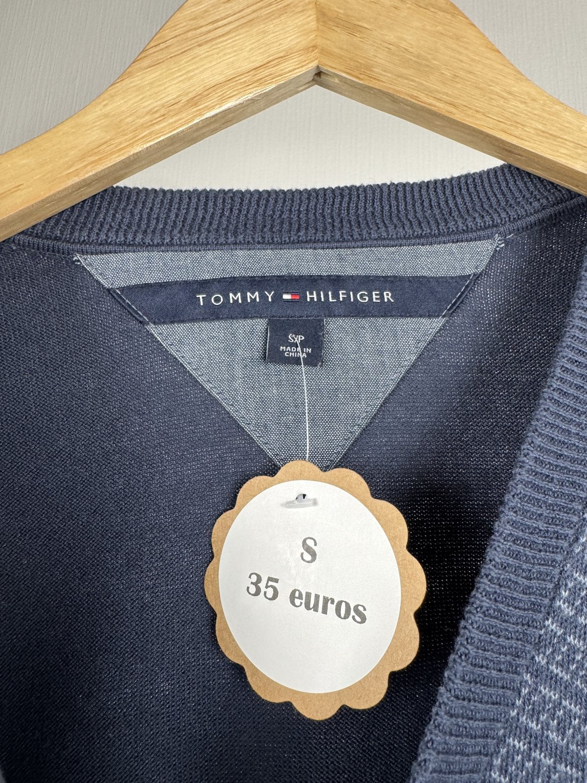 Pull col V Tommy Hilfiger marine