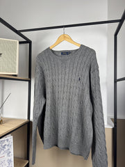 Pull torsadé Ralph Lauren gris
