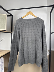 Pull torsadé Ralph Lauren gris
