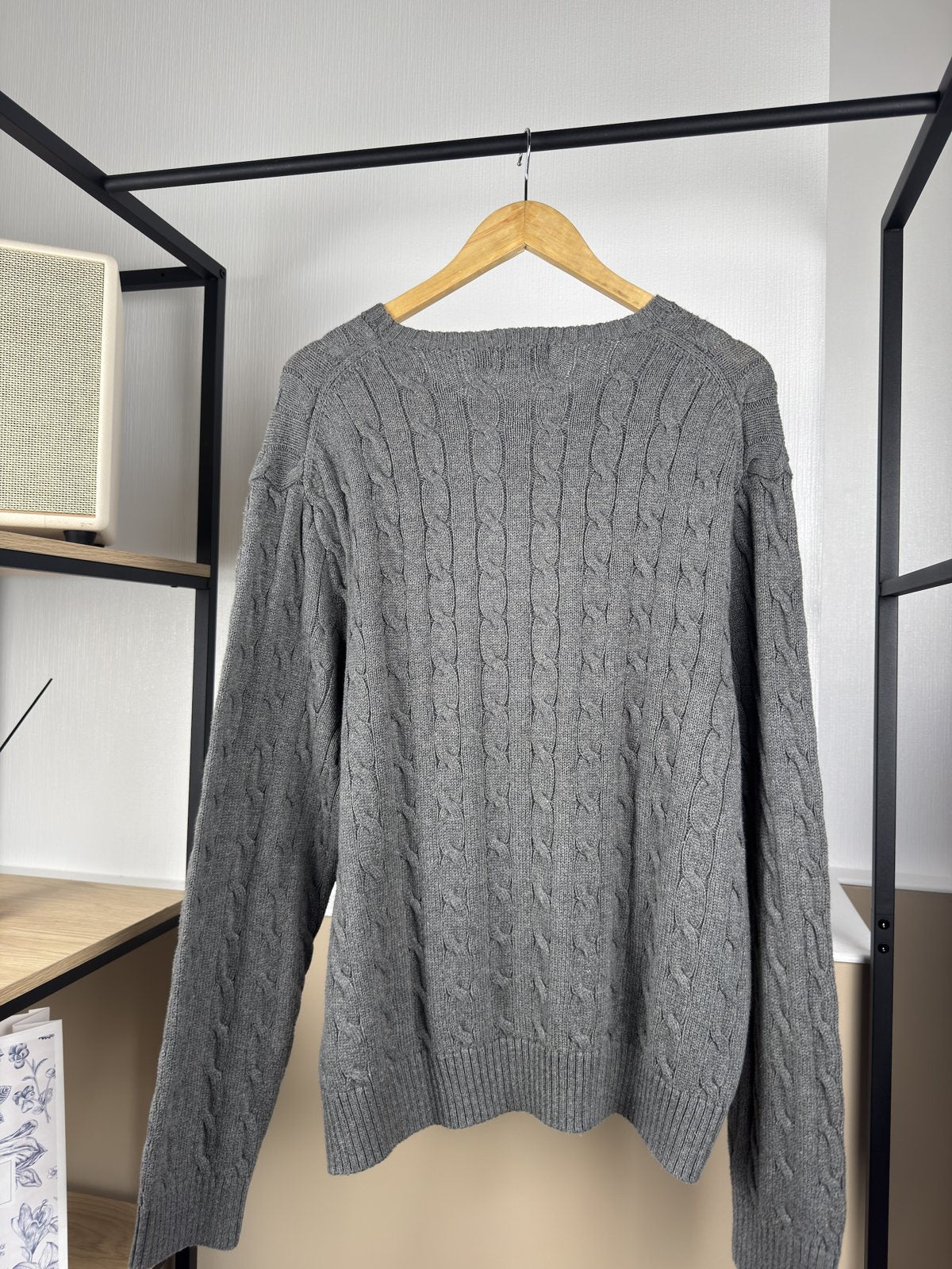 Pull torsadé Ralph Lauren gris