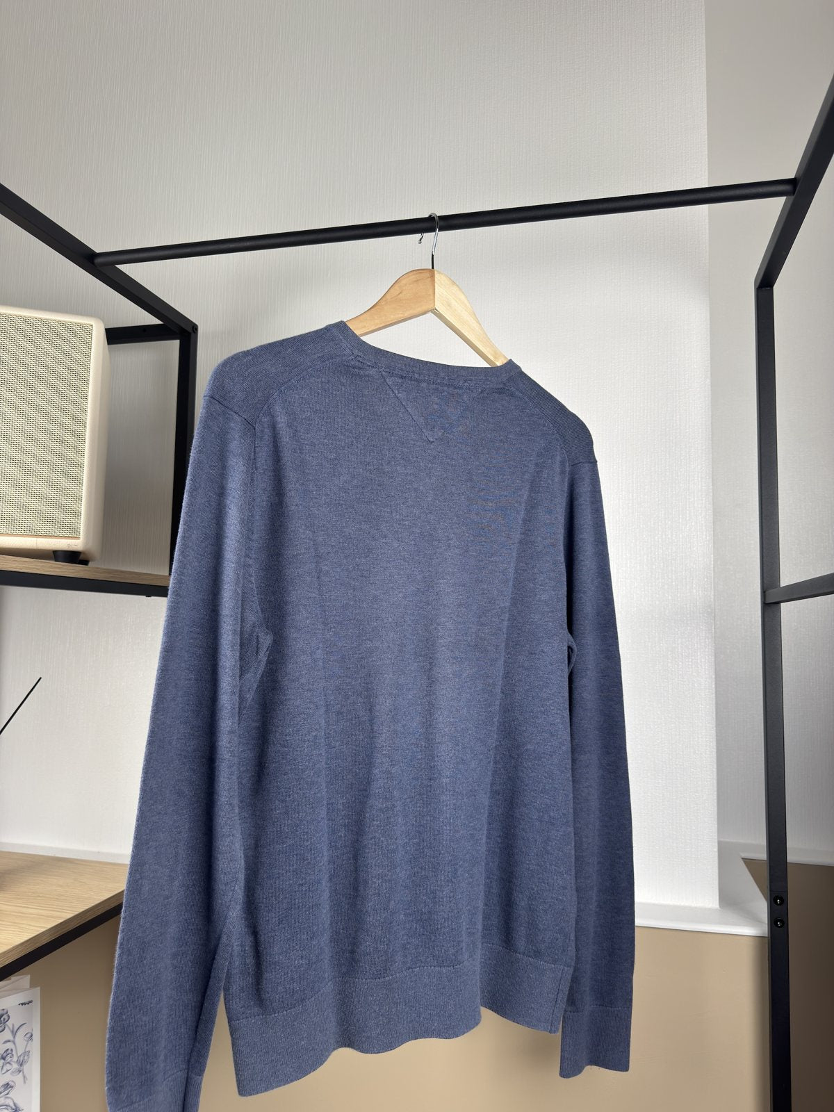 Pull col V Tommy Hilfiger bleu chiné
