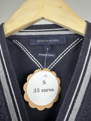 Pull col V Tommy Hilfiger marine liseré