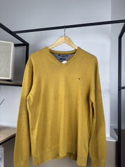 Pull col V Tommy Hilfiger moutarde