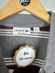 Polo manches longues Lacoste rayé gris et bordeaux