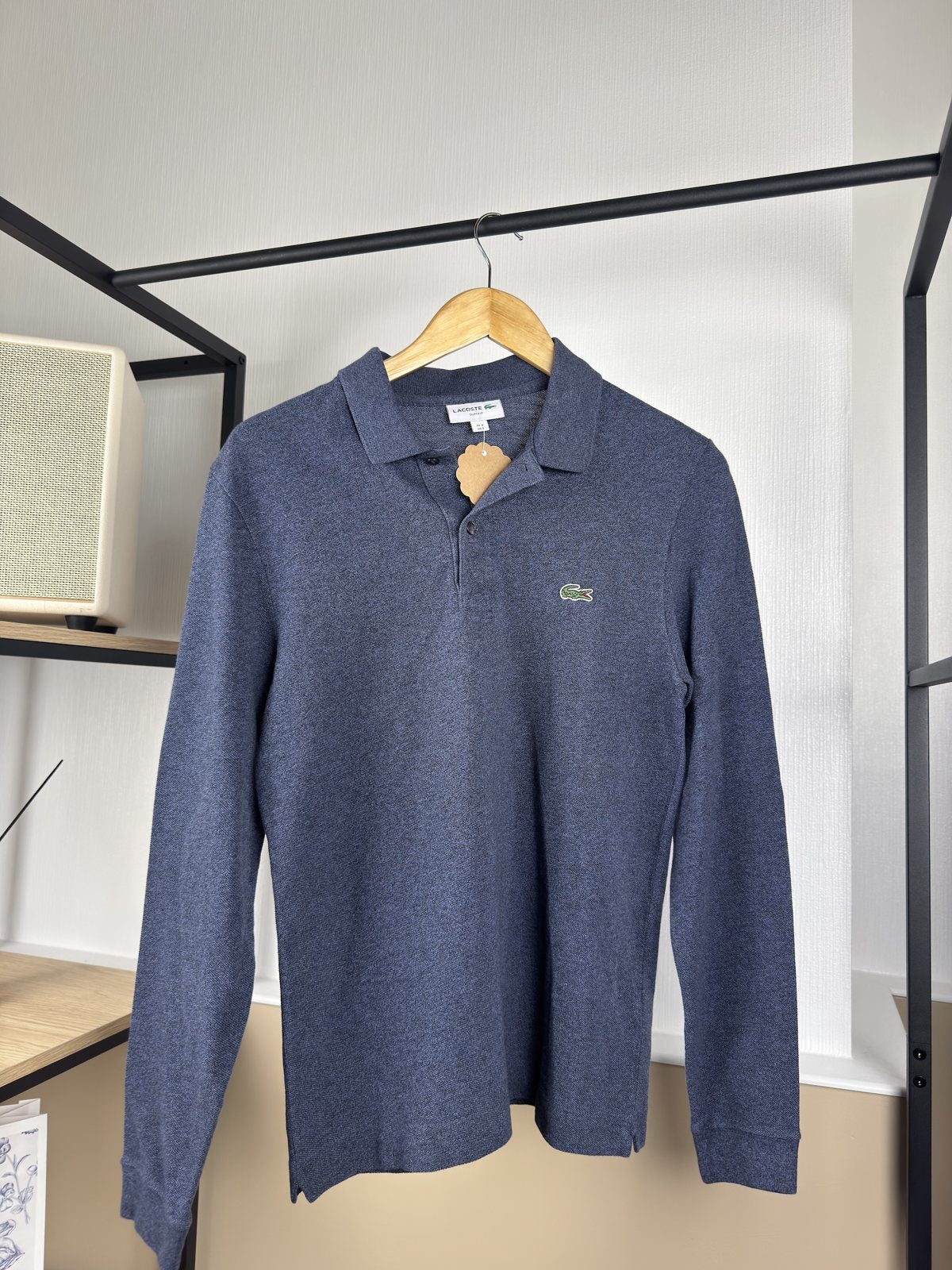Polo manches longues Lacoste bleu chiné