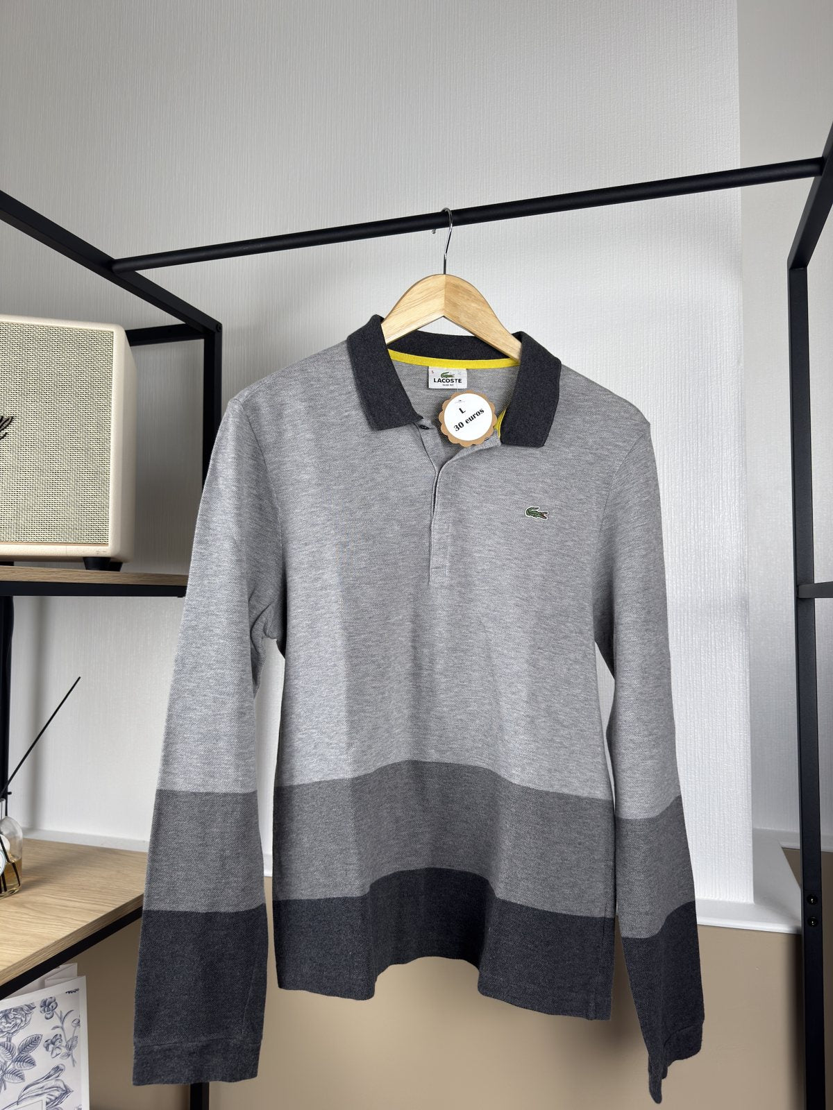 Polo manches longues Lacoste gris dégradé