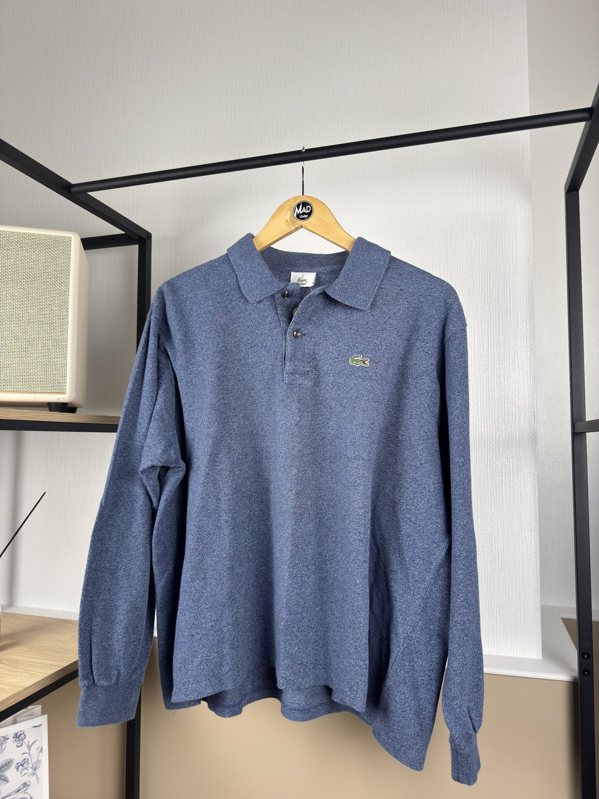 Polo manches longues Lacoste bleu chiné