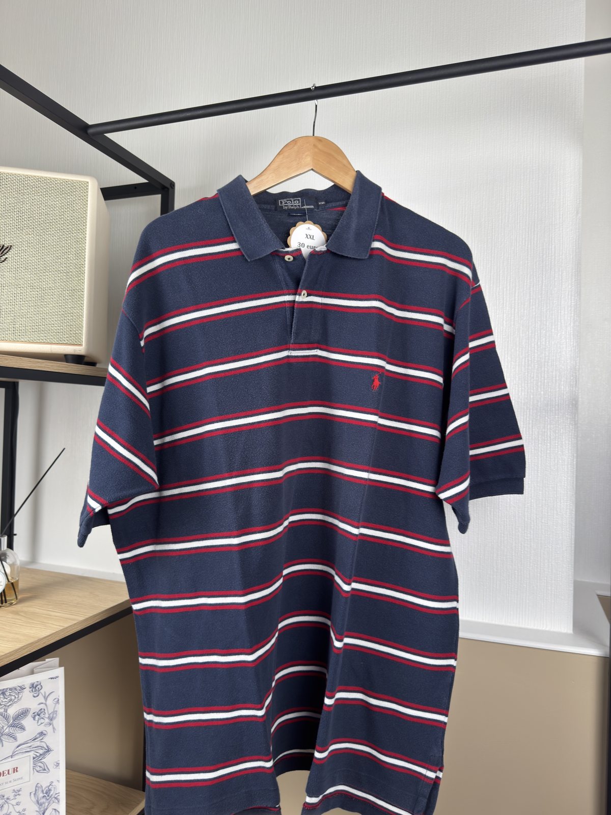 Polo Ralph Lauren rayé marine rouge et blanc