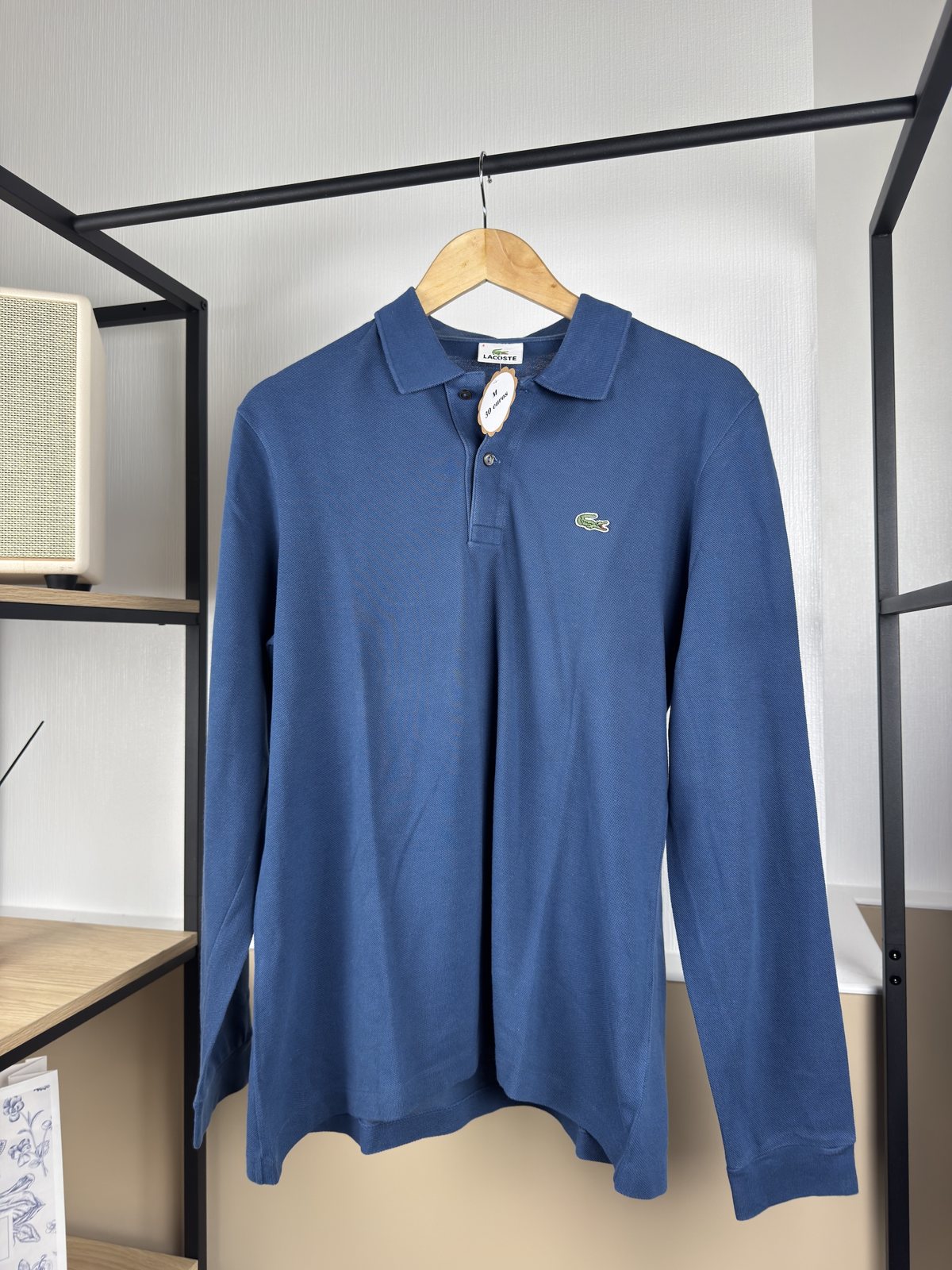 Polo manches longues Lacoste bleu