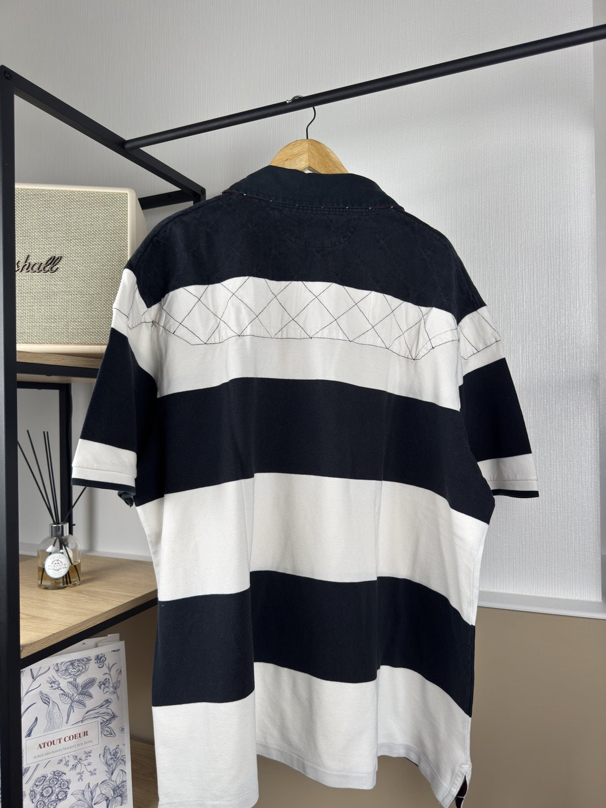 Polo rugby Ralph Lauren rayé noir et blanc