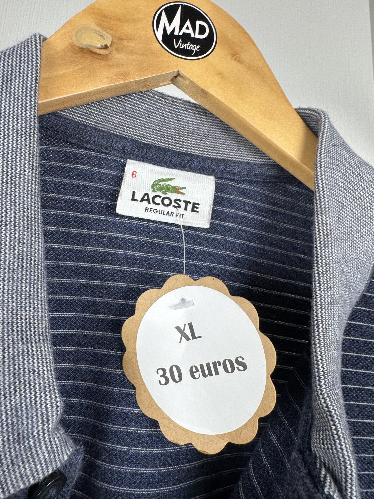Polo manches longues Lacoste rayé marine