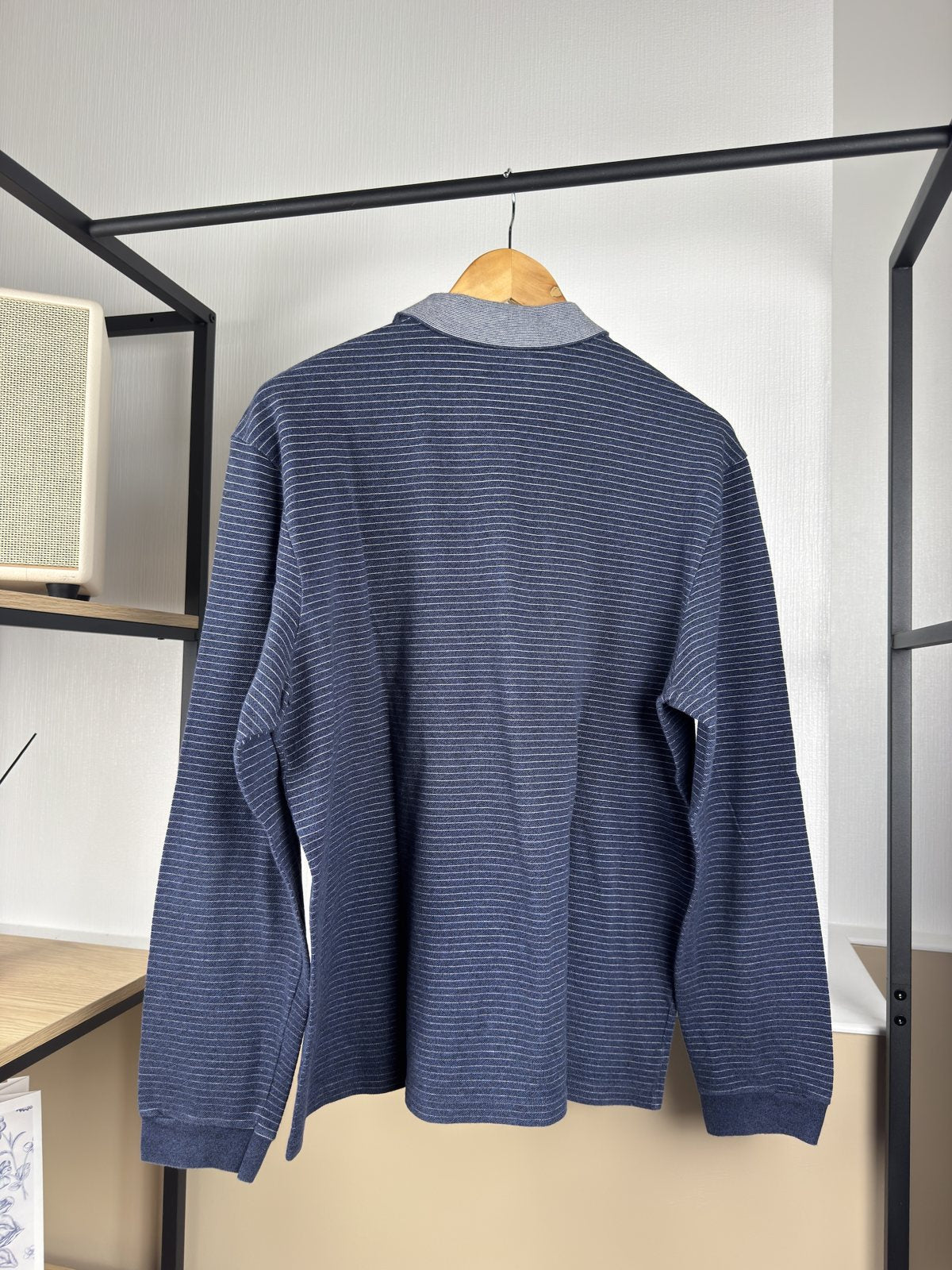 Polo manches longues Lacoste rayé marine