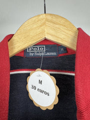 Polo Ralph Lauren rayé marine col rouge