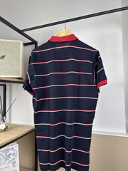 Polo Ralph Lauren rayé marine col rouge