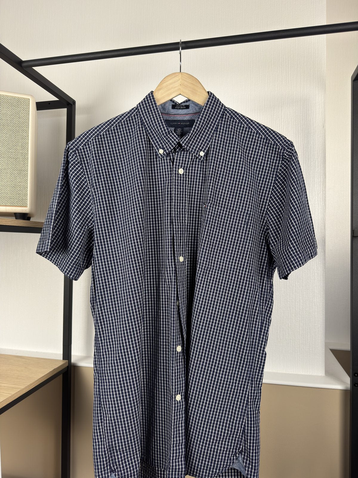 Chemise Tommy Hilfiger à carreaux marine manches courtes