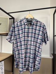 Chemise Tommy Hilfiger à carreaux rose et bleu manches courtes