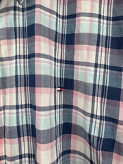 Chemise Tommy Hilfiger à carreaux rose et bleu manches courtes