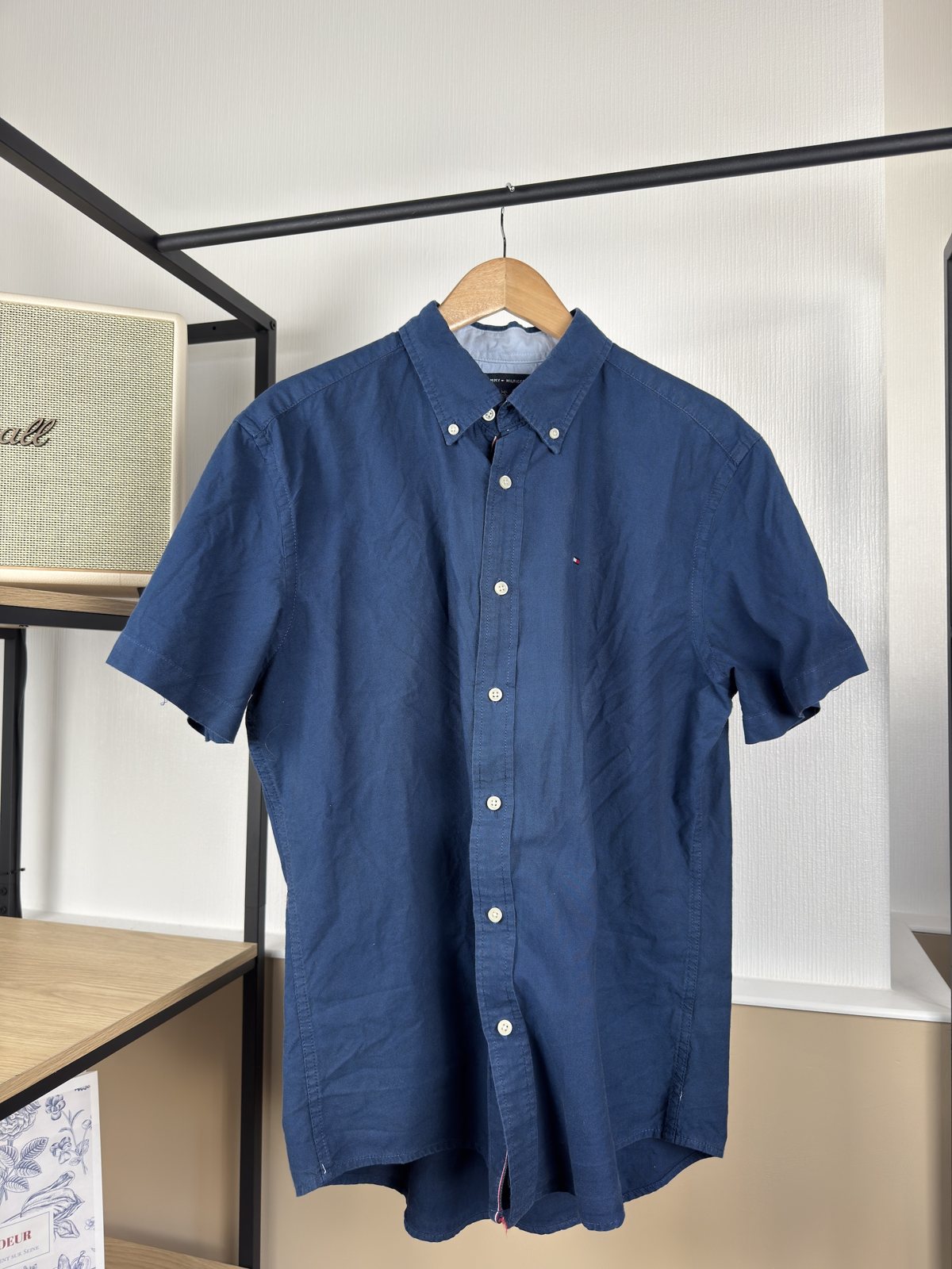 Chemise Tommy Hilfiger bleu indigo manches courtes