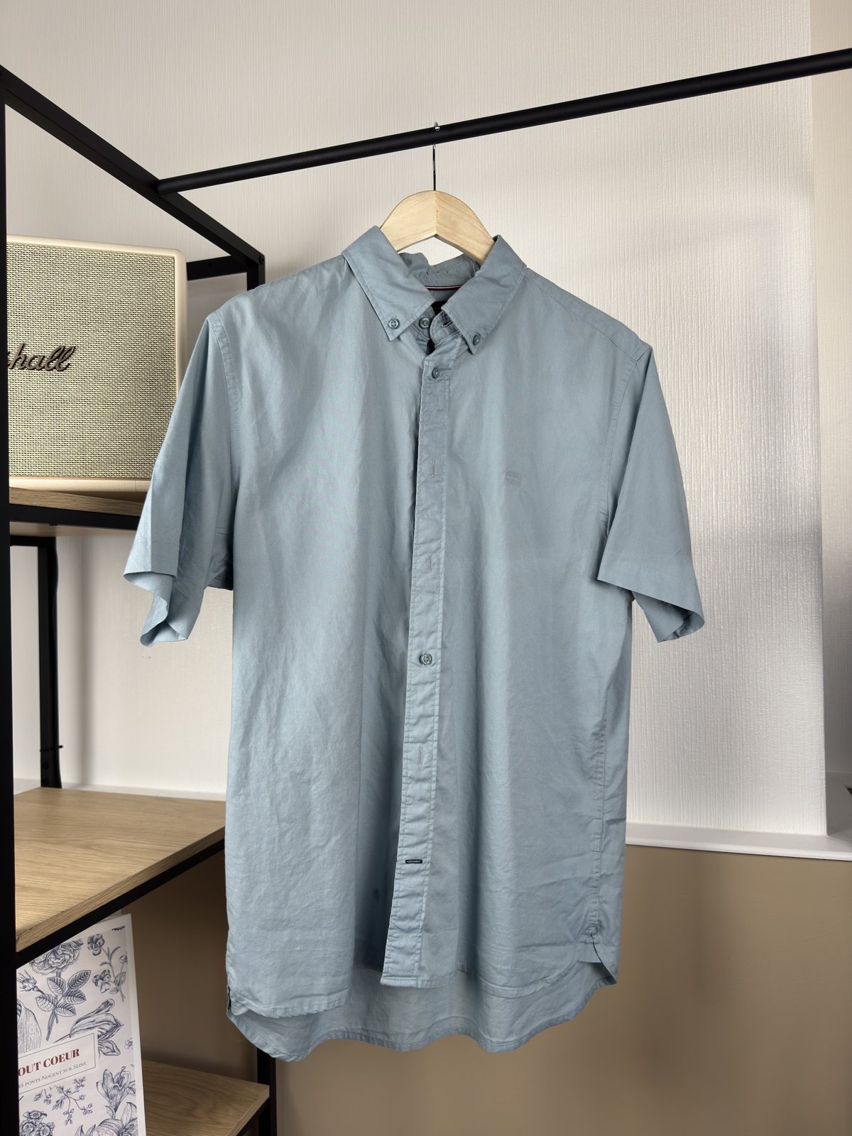 Chemise Tommy Hilfiger bleu gris manches courtes