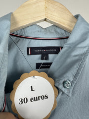 Chemise Tommy Hilfiger bleu gris manches courtes