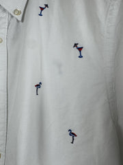 Chemise Tommy Hilfiger blanche brodée flamants manches courtes