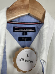 Chemise Tommy Hilfiger blanche brodée flamants manches courtes