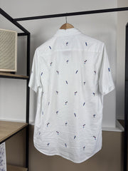Chemise Tommy Hilfiger blanche brodée flamants manches courtes