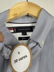 Chemise Tommy Hilfiger à micro-motifs gris bleu manches courtes