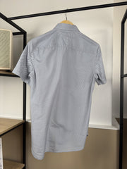 Chemise Tommy Hilfiger à micro-motifs gris bleu manches courtes