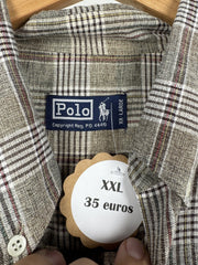 Chemise Ralph Lauren à carreaux beige manches courtes