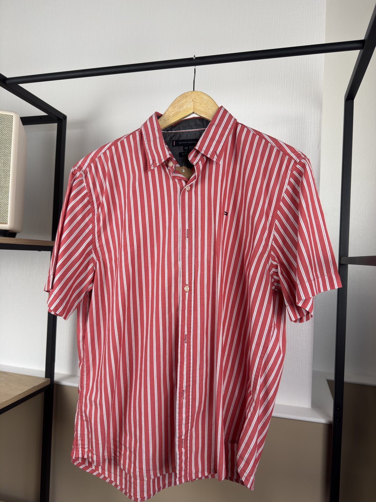 Chemise Tommy Hilfiger rayée rouge et blanc manches courtes
