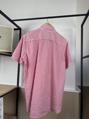 Chemise Tommy Hilfiger rayée framboise et blanc manches courtes
