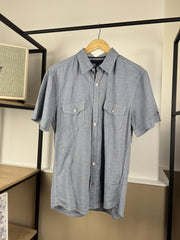 Chemise Tommy Hilfiger chambray bleu à poches manches courtes