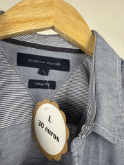 Chemise Tommy Hilfiger chambray bleu à poches manches courtes