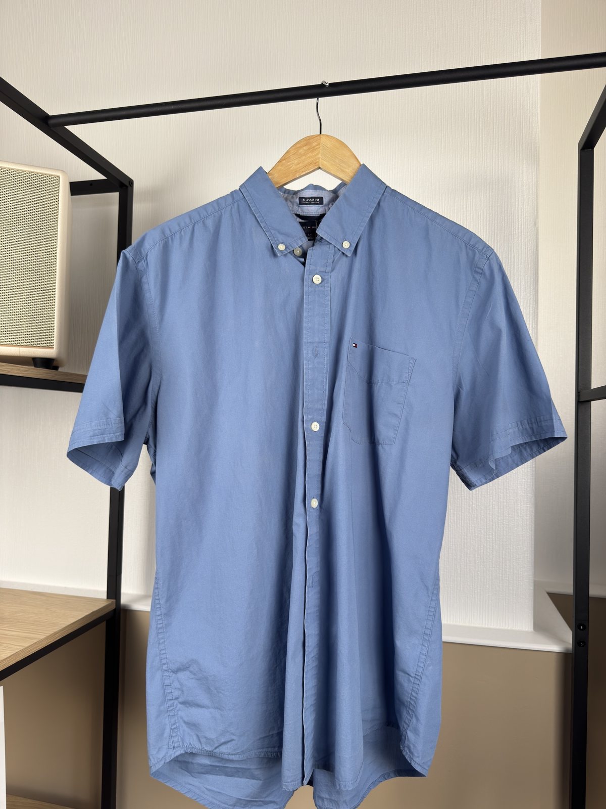 Chemise Tommy Hilfiger bleue à poche manches courtes