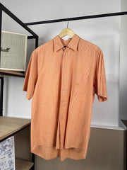 Chemise Hugo Boss à carreaux orange manches courtes