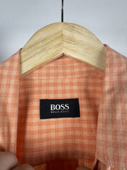 Chemise Hugo Boss à carreaux orange manches courtes