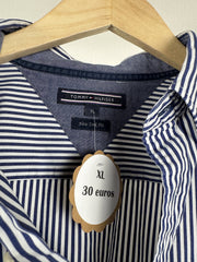 Chemise Tommy Hilfiger rayée bleu et blanc col boutonné